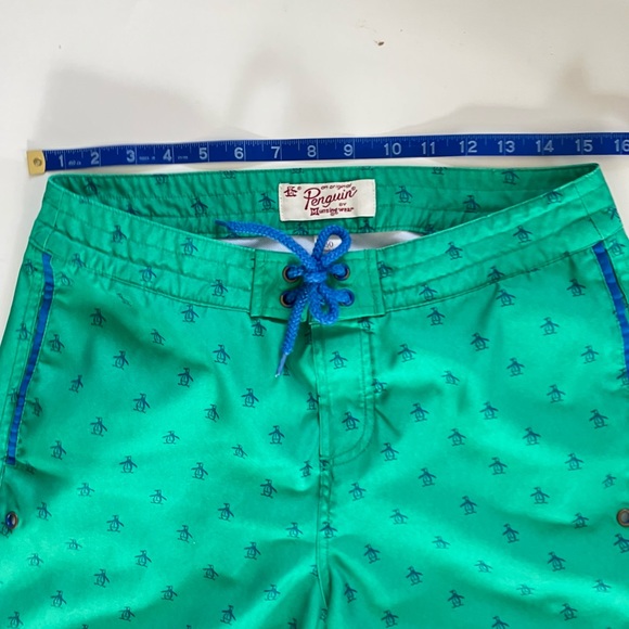 Original Penquin Munsing wear Green Swim Trunks Shorts,  Lined  Size 30 Waist - Picture 3 of 12